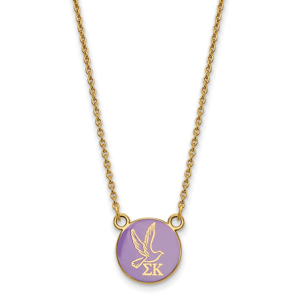 Sterling Silver Gold-plated LogoArt Sigma Kappa Sorority Symbol Small Color Enamel Pendant 18 inch Necklace
