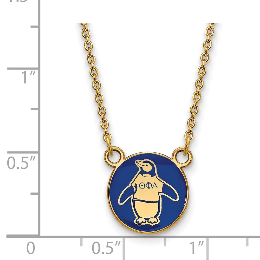 Sterling Silver Gold-plated LogoArt Theta Phi Alpha Sorority Symbol Small Color Enamel Pendant 18 inch Necklace