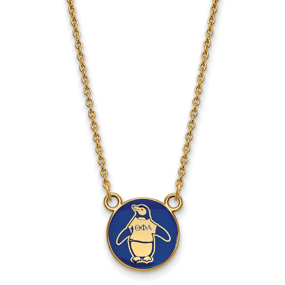 Sterling Silver Gold-plated LogoArt Theta Phi Alpha Sorority Symbol Small Color Enamel Pendant 18 inch Necklace