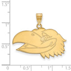 10k Gold LogoArt University of Kansas Jayhawk Large Pendant