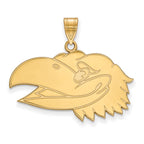 10k Gold LogoArt University of Kansas Jayhawk Large Pendant