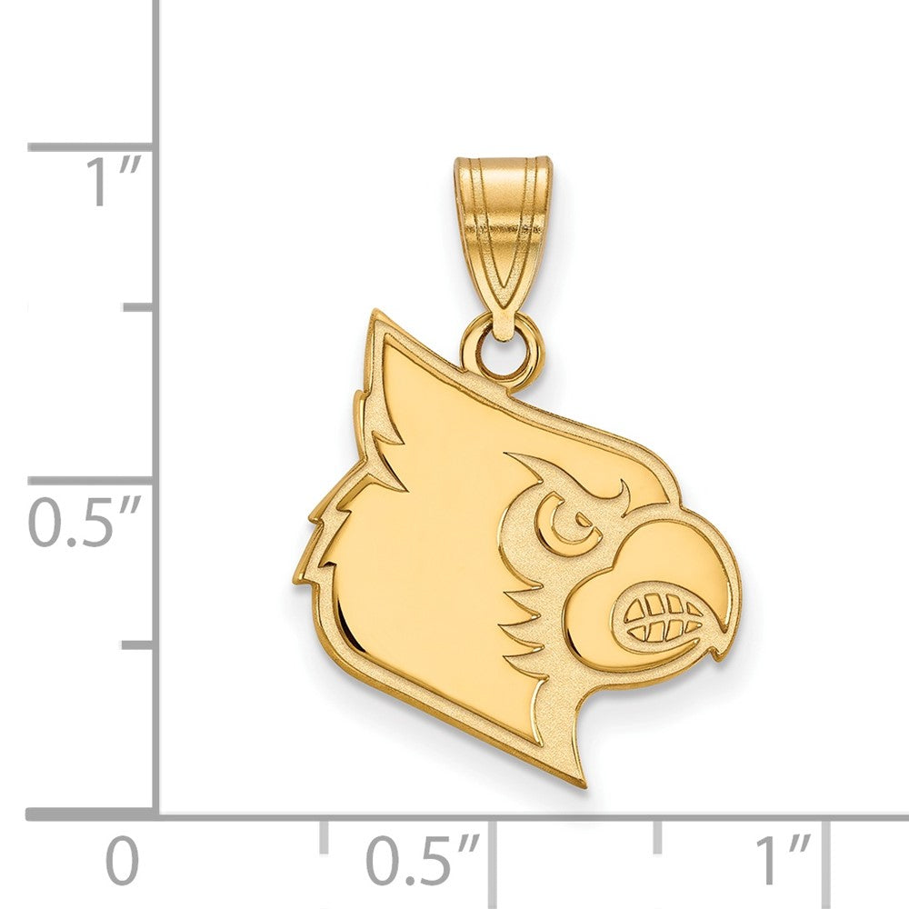 Sterling Silver Gold-plated LogoArt University of Louisville Cardinal Large Pendant
