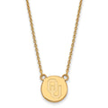 Sterling Silver Gold-plated LogoArt University of Oklahoma O-U Small Disc 18 inch Necklace