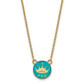Sterling Silver Gold-plated LogoArt Zeta Tau Alpha Sorority Symbol Small Color Enamel Pendant 18 inch Necklace