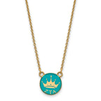 Sterling Silver Gold-plated LogoArt Zeta Tau Alpha Sorority Symbol Small Color Enamel Pendant 18 inch Necklace