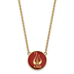 Sterling Silver Gold-plated LogoArt Alpha Chi Omega Sorority Symbol Large Color Enamel Pendant 18 inch Necklace