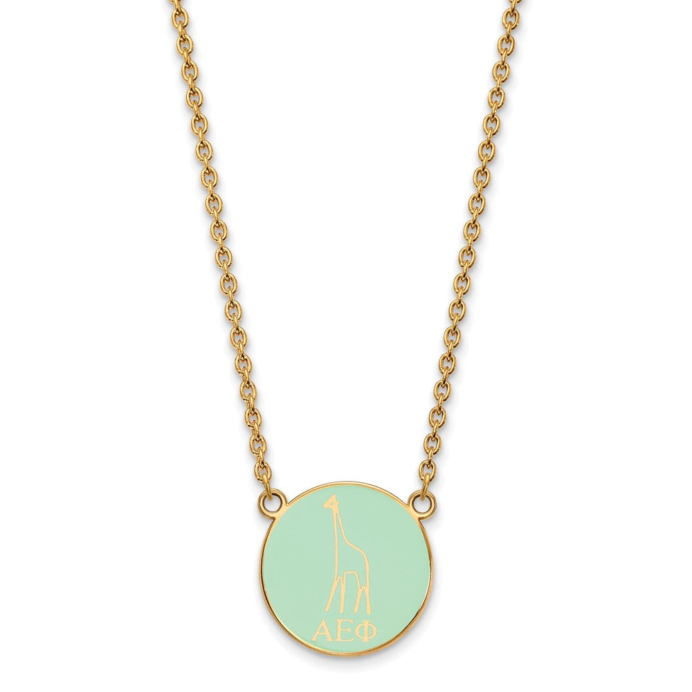 Sterling Silver Gold-plated LogoArt Alpha Epsilon Phi Sorority Symbol Small Color Enamel Pendant 18 inch Necklace