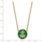 Sterling Silver Gold-plated LogoArt Alpha Sigma Tau Sorority Symbol Large Color Enamel Pendant 18 inch Necklace
