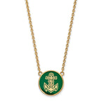 Sterling Silver Gold-plated LogoArt Alpha Sigma Tau Sorority Symbol Large Color Enamel Pendant 18 inch Necklace