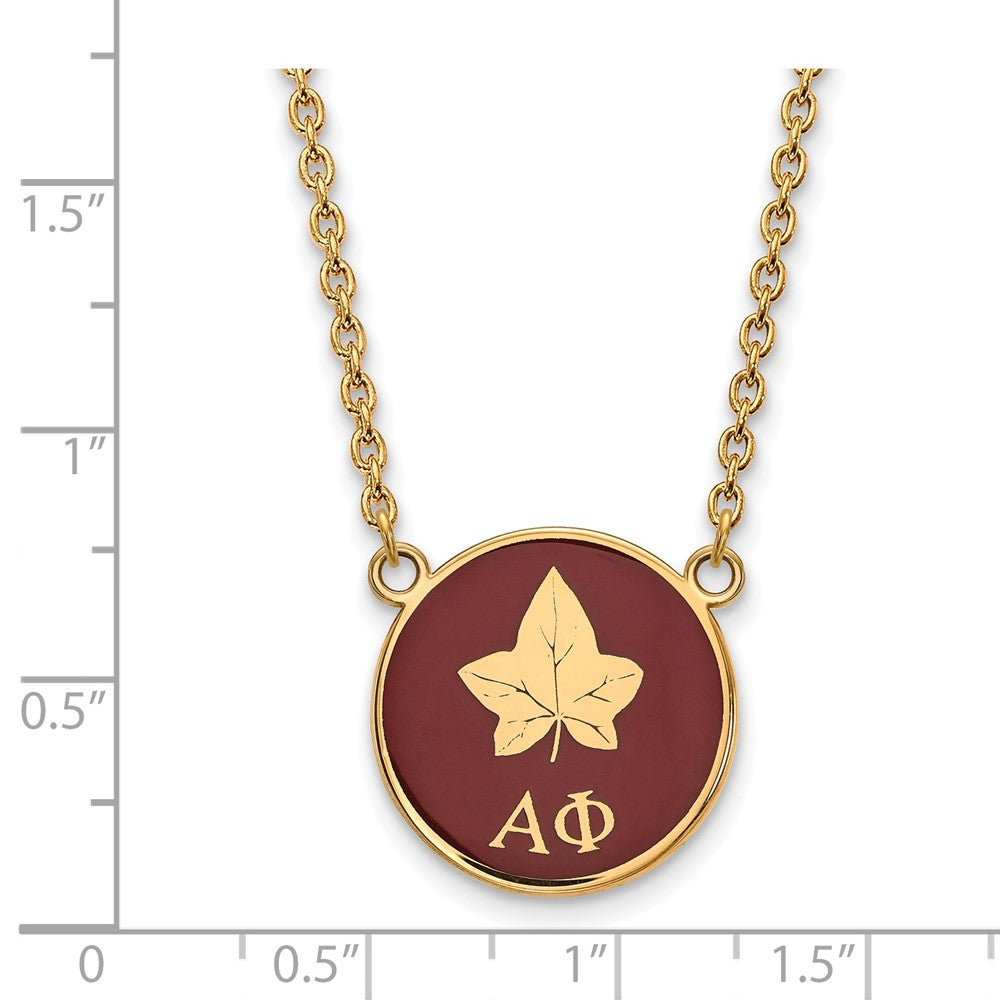 Sterling Silver Gold-plated LogoArt Alpha Phi Sorority Symbol Large Color Enamel Pendant 18 inch Necklace