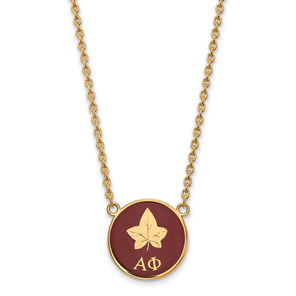 Sterling Silver Gold-plated LogoArt Alpha Phi Sorority Symbol Large Color Enamel Pendant 18 inch Necklace