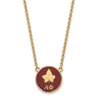 Sterling Silver Gold-plated LogoArt Alpha Phi Sorority Symbol Large Color Enamel Pendant 18 inch Necklace