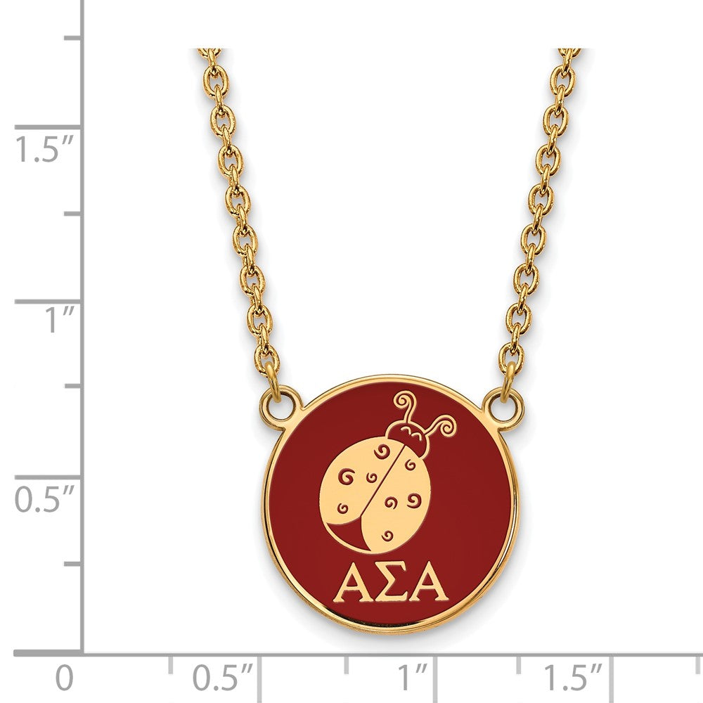 Sterling Silver Gold-plated LogoArt Alpha Sigma Alpha Sorority Symbol Large Color Enamel Pendant 18 inch Necklace