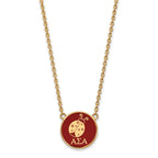 Sterling Silver Gold-plated LogoArt Alpha Sigma Alpha Sorority Symbol Large Color Enamel Pendant 18 inch Necklace