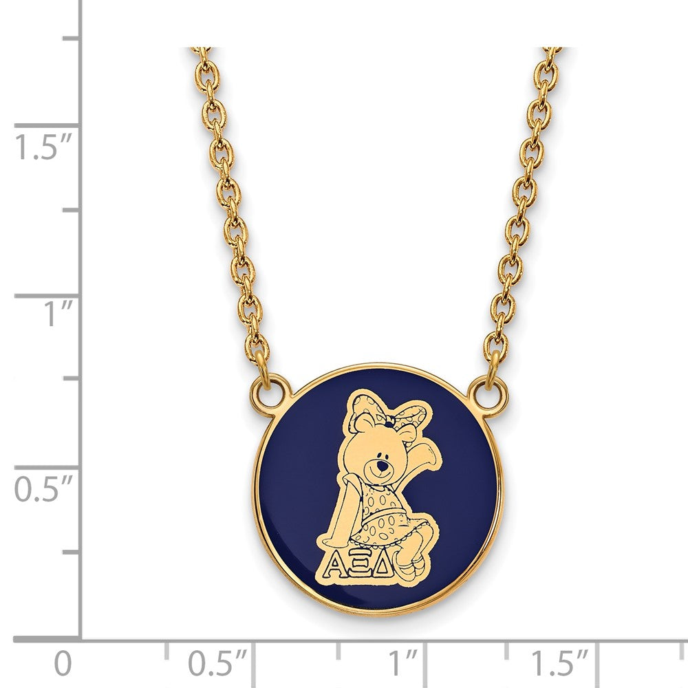 Sterling Silver Gold-plated LogoArt Alpha Xi Delta Sorority Symbol Large Color Enamel Pendant 18 inch Necklace