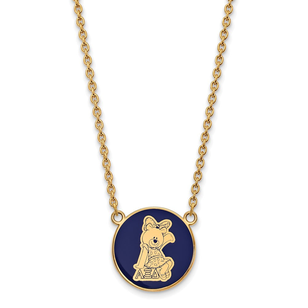 Sterling Silver Gold-plated LogoArt Alpha Xi Delta Sorority Symbol Large Color Enamel Pendant 18 inch Necklace