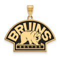 Sterling Silver Gold-plated NHL LogoArt Boston Bruins Large Enameled Pendant