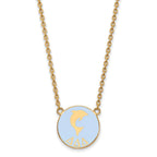 Sterling Silver Gold-plated LogoArt Delta Delta Delta Sorority Symbol Large Color Enamel Pendant 18 inch Necklace