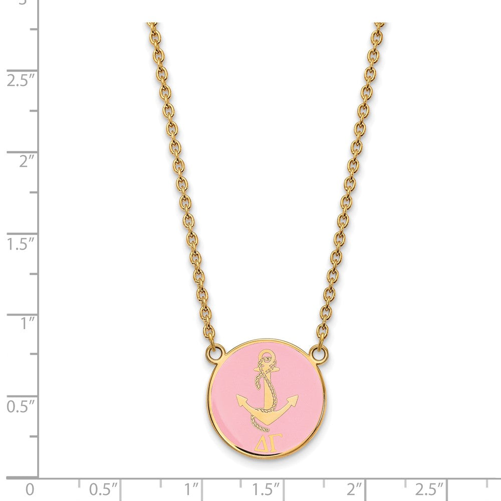 Sterling Silver Gold-plated LogoArt Delta Gamma Sorority Symbol Large Color Enamel Pendant 18 inch Necklace