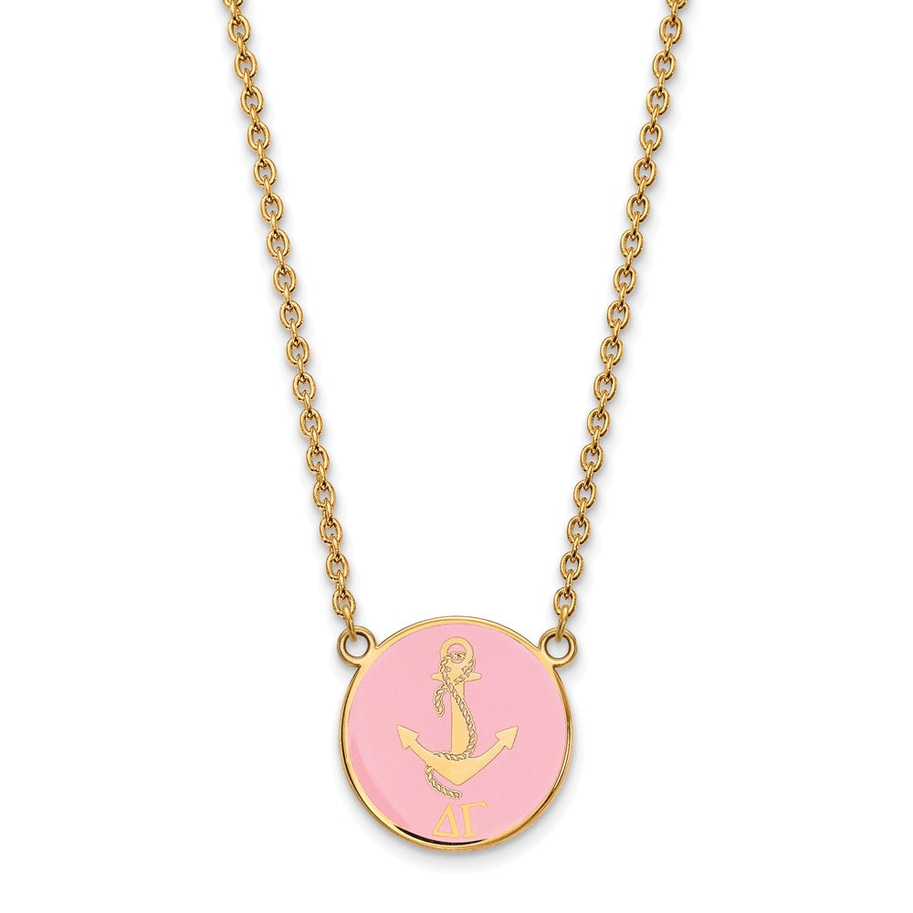Sterling Silver Gold-plated LogoArt Delta Gamma Sorority Symbol Large Color Enamel Pendant 18 inch Necklace