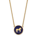 Sterling Silver Gold-plated LogoArt Delta Phi Epsilon Sorority Symbol Large Color Enamel Pendant 18 inch Necklace
