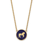 Sterling Silver Gold-plated LogoArt Delta Phi Epsilon Sorority Symbol Large Color Enamel Pendant 18 inch Necklace