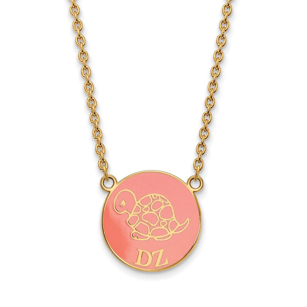 Sterling Silver Gold-plated LogoArt Delta Zeta Sorority Symbol Large Color Enamel Pendant 18 inch Necklace