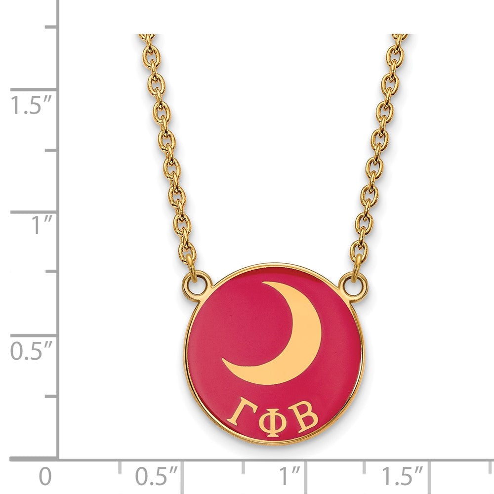 Sterling Silver Gold-plated LogoArt Gamma Phi Beta Sorority Symbol Large Color Enamel Pendant 18 inch Necklace