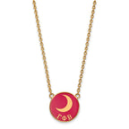 Sterling Silver Gold-plated LogoArt Gamma Phi Beta Sorority Symbol Large Color Enamel Pendant 18 inch Necklace