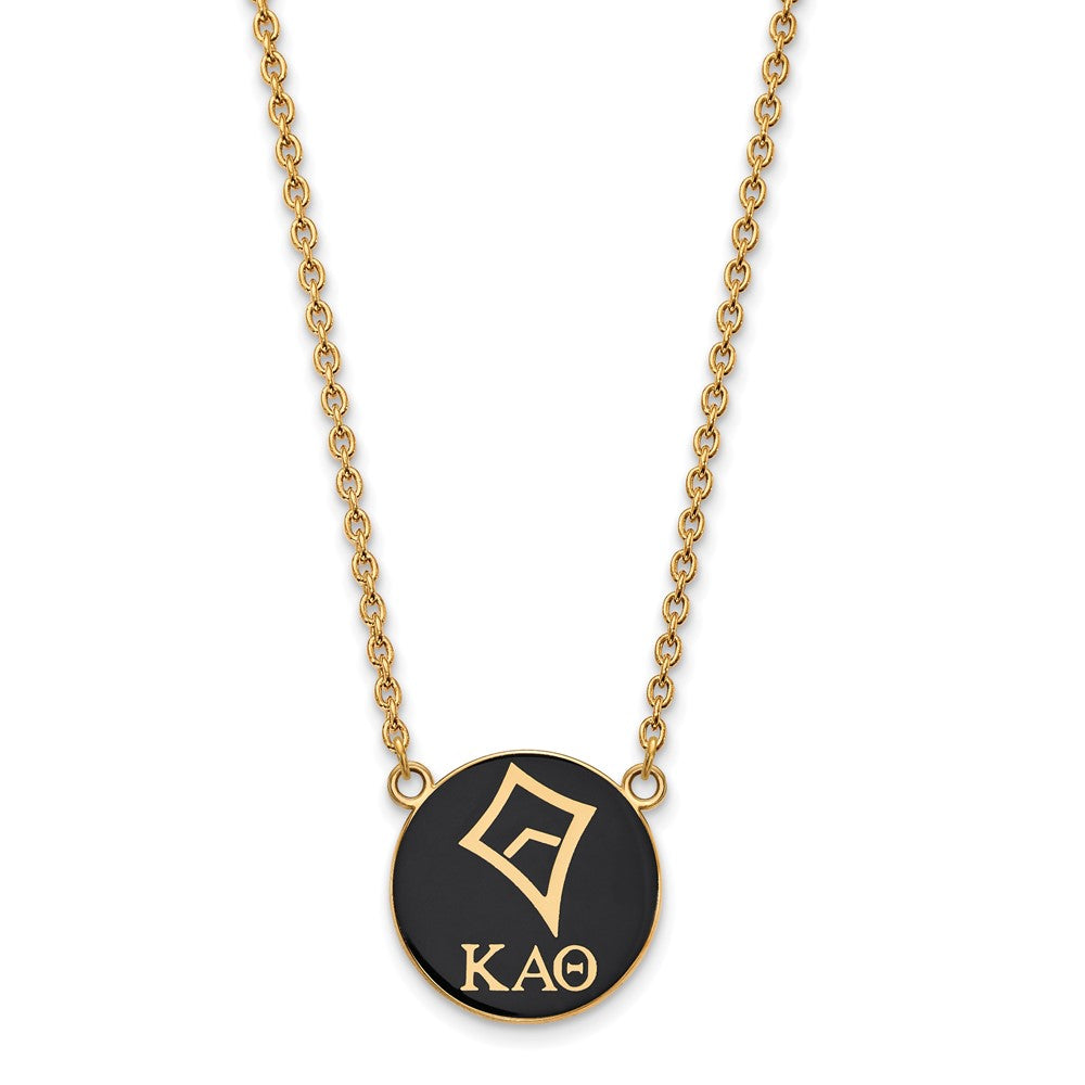 Sterling Silver Gold-plated LogoArt Kappa Alpha Theta Sorority Symbol Large Color Enamel Pendant 18 inch Necklace