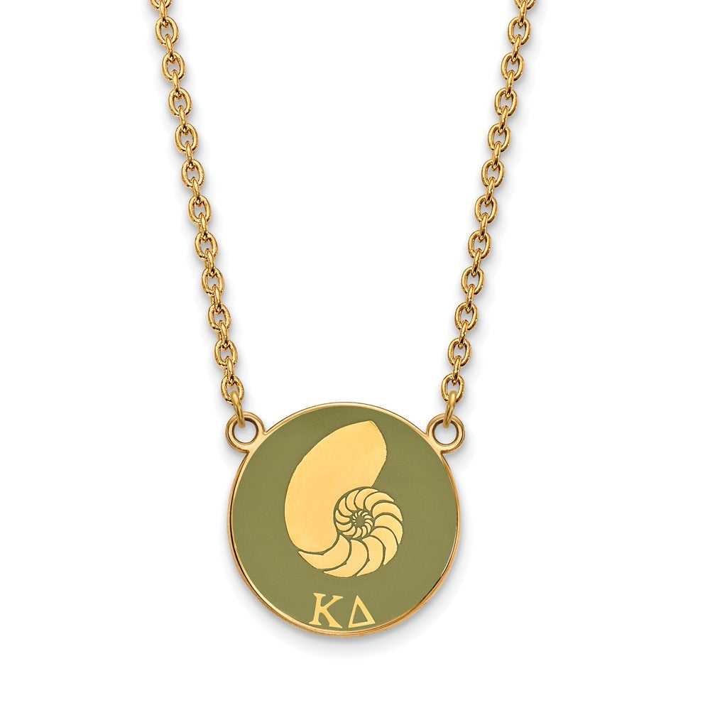 Sterling Silver Gold-plated LogoArt Kappa Delta Sorority Symbol Large Color Enamel Pendant 18 inch Necklace