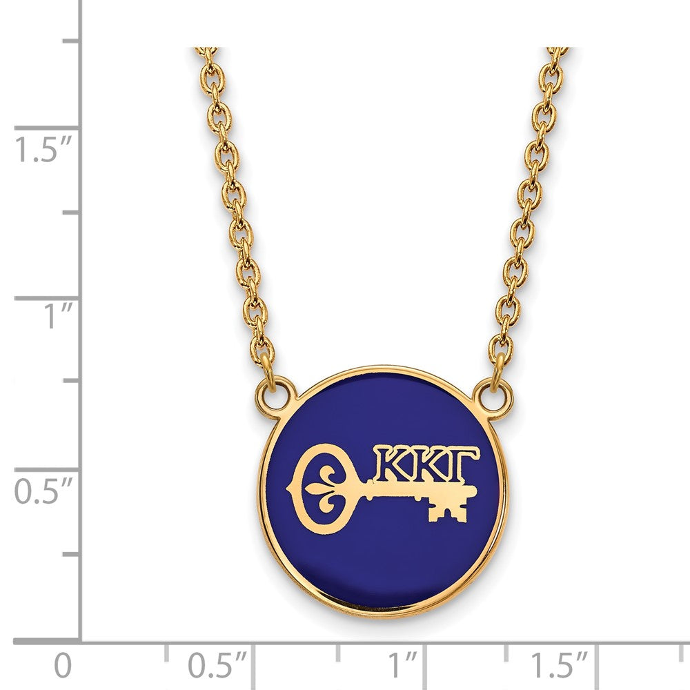 Sterling Silver Gold-plated LogoArt Kappa Kappa Gamma Sorority Symbol Large Color Enamel Pendant 18 inch Necklace