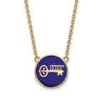 Sterling Silver Gold-plated LogoArt Kappa Kappa Gamma Sorority Symbol Large Color Enamel Pendant 18 inch Necklace