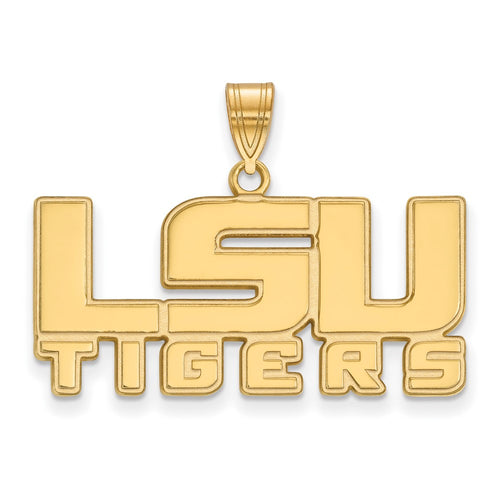 10k Gold LogoArt Louisiana State University L-S-U Tigers Medium Pendant