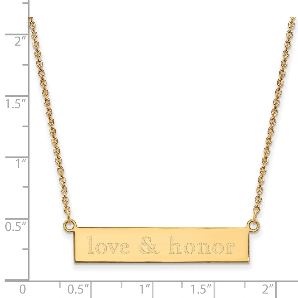 Sterling Silver Gold-plated LogoArt Miami University Ohio Small Bar 18 inch Necklace