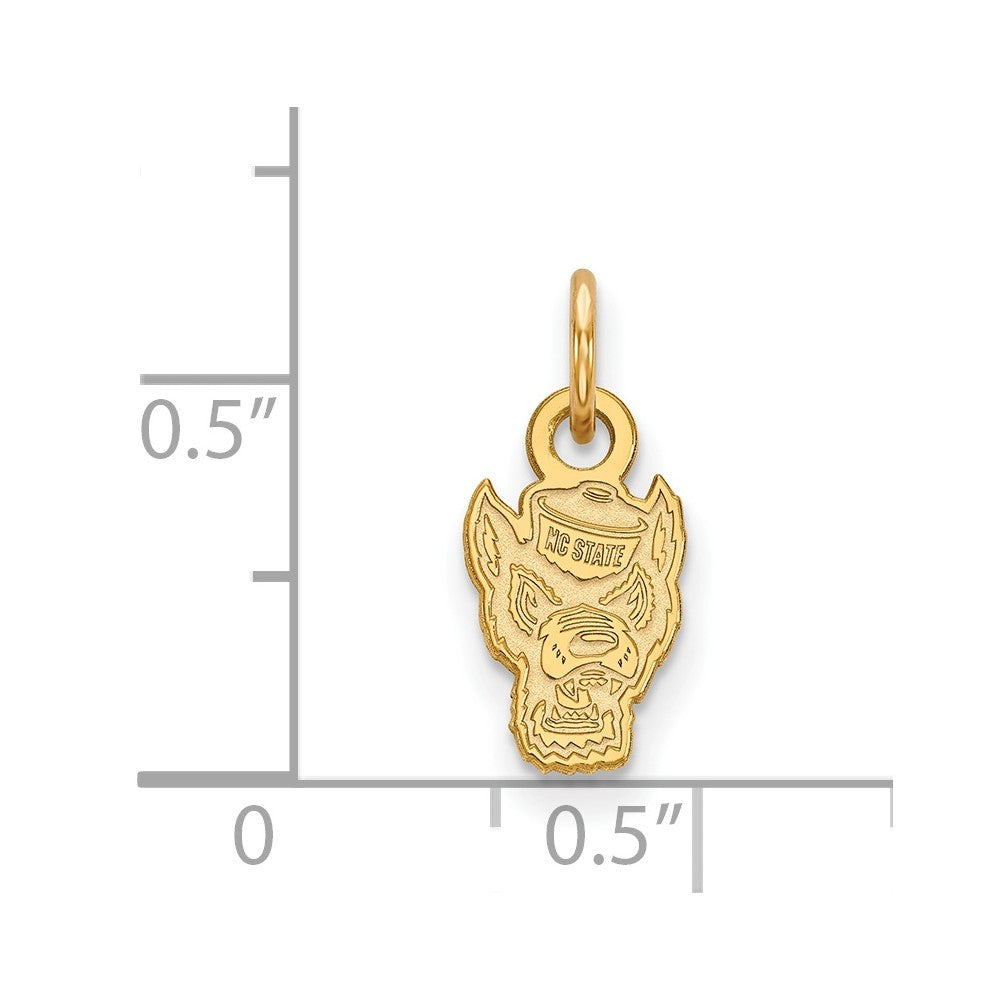 14k Gold LogoArt North Carolina State University Wolf Extra Small Pendant