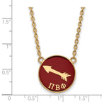 Sterling Silver Gold-plated LogoArt Pi Beta Phi Sorority Symbol Large Color Enamel Pendant 18 inch Necklace