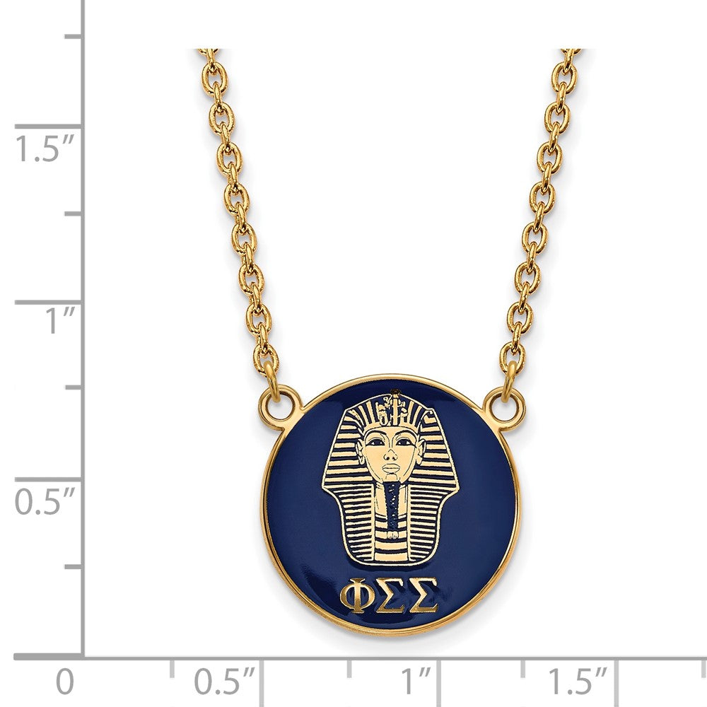 Sterling Silver Gold-plated LogoArt Phi Sigma Sigma Sorority Symbol Large Color Enamel Pendant 18 inch Necklace