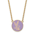 Sterling Silver Gold-plated LogoArt Sigma Kappa Sorority Symbol Large Color Enamel Pendant 18 inch Necklace