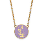Sterling Silver Gold-plated LogoArt Sigma Kappa Sorority Symbol Large Color Enamel Pendant 18 inch Necklace