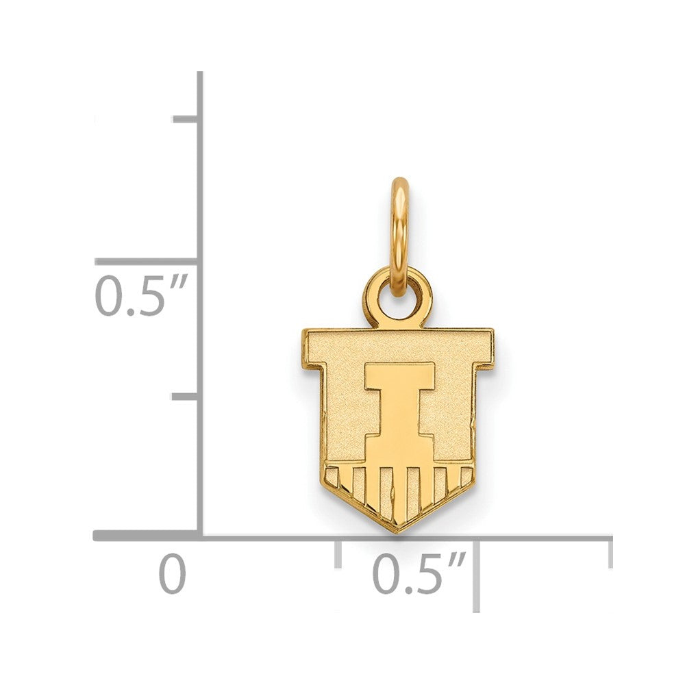 14k Gold LogoArt University of Illinois Victory Badge Extra Small Pendant