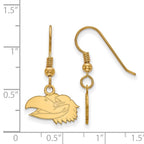 Sterling Silver Gold-plated LogoArt University of Kansas Jayhawk Extra Small Dangle Wire Earrings