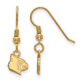 Sterling Silver Gold-plated LogoArt University of Louisville Cardinal Extra Small Dangle Wire Earrings