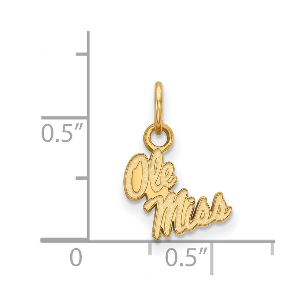 Sterling Silver Gold-plated LogoArt University of Mississippi Ole Miss Extra Small Pendant
