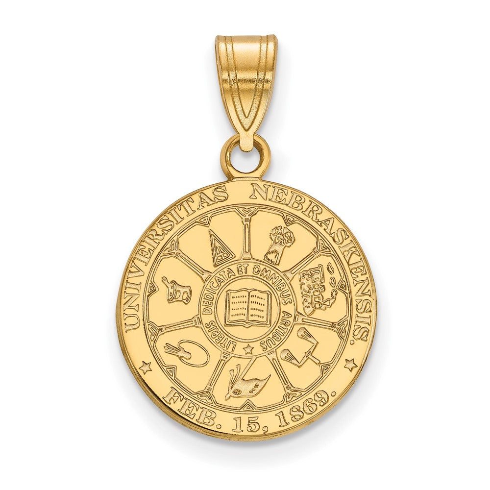 Sterling Silver Gold-plated LogoArt University of Nebraska Medium Crest Pendant