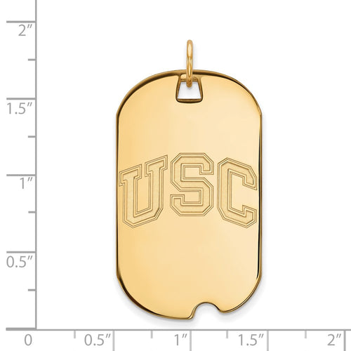 10k Gold University of Southern California U-S-C Large Dog Tag Pendant