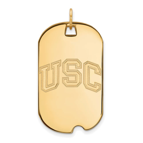 10k Gold University of Southern California U-S-C Large Dog Tag Pendant