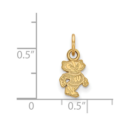 10k Gold LogoArt University of Wisconsin Badger Extra Small Pendant