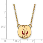 Sterling Silver Gold-plated LogoArt Alpha Chi Omega Sorority Symbol Small Color Enamel Pendant 18 inch Necklace