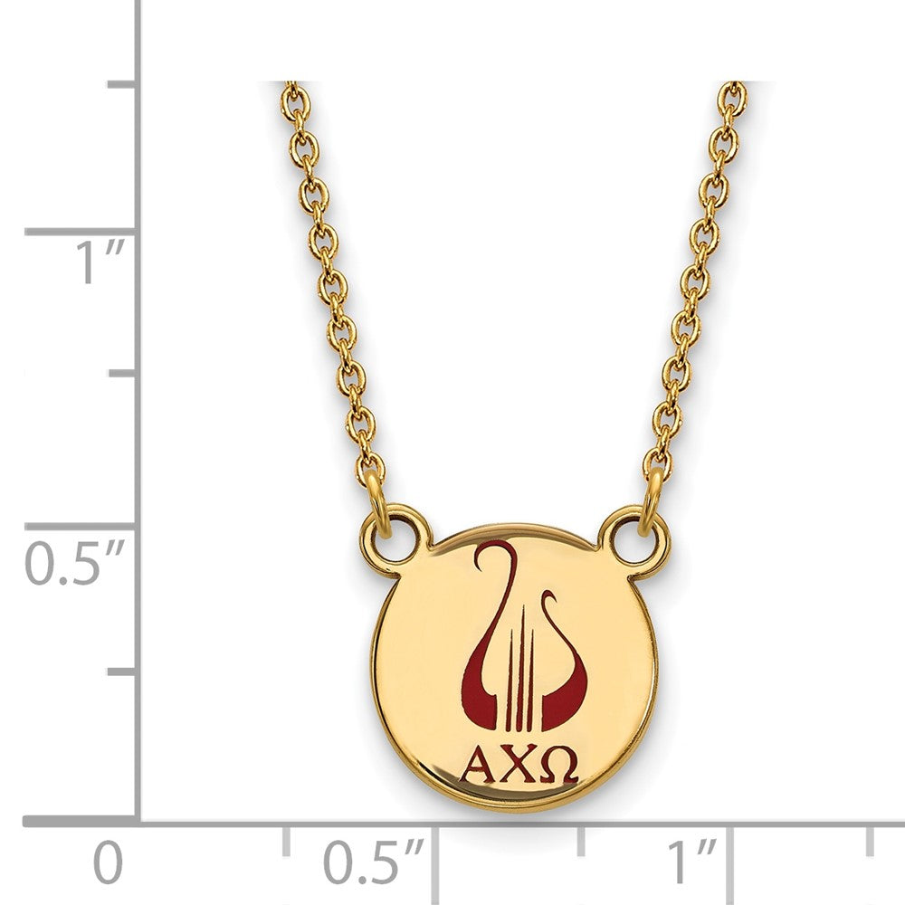 Sterling Silver Gold-plated LogoArt Alpha Chi Omega Sorority Symbol Small Color Enamel Pendant 18 inch Necklace